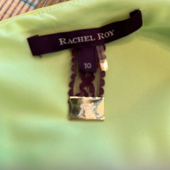 Rachel Roy polyester chartreuse dress size 10 flattering  midi dress - Picture 5 of 8